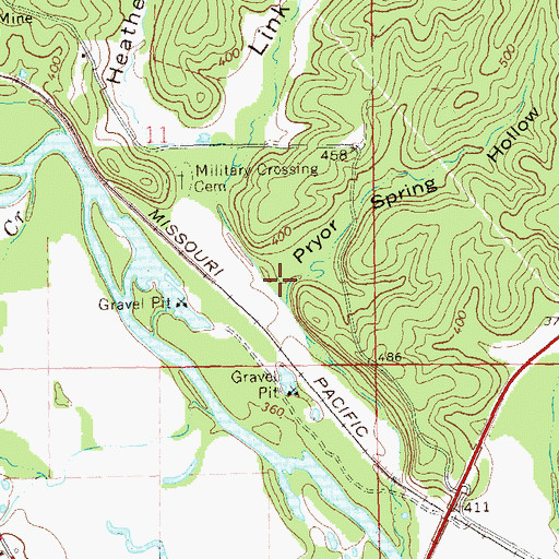 Topographic Map of Pryor Spring Hollow, MO