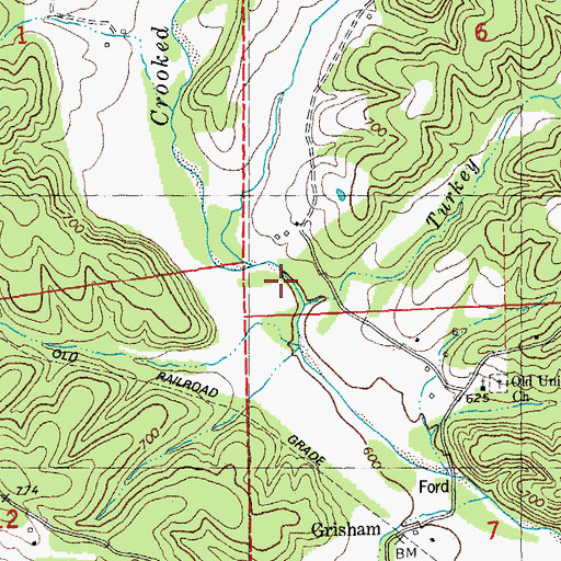 Topographic Map of Punch Creek, MO