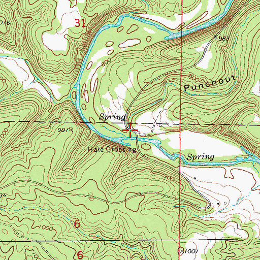 Topographic Map of Punchout Hollow, MO