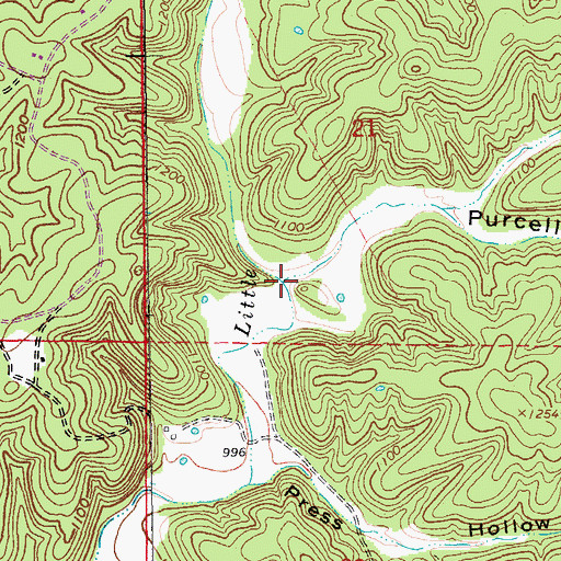 Topographic Map of Purcell Hollow, MO