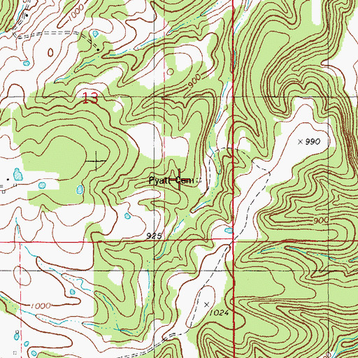 Topographic Map of Pyatt Cemetery, MO