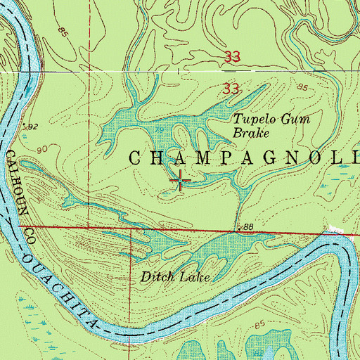 Topographic Map of Tupelo Gum Brake, AR