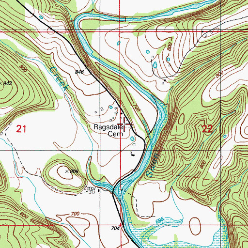 Topographic Map of Ragsdale Cemetery, MO