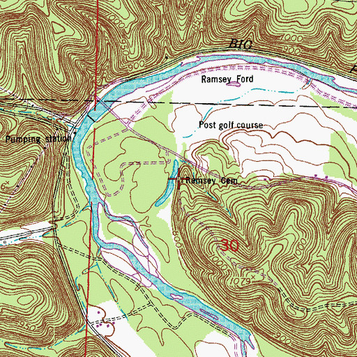 Topographic Map of Ramsey Cemetery, MO