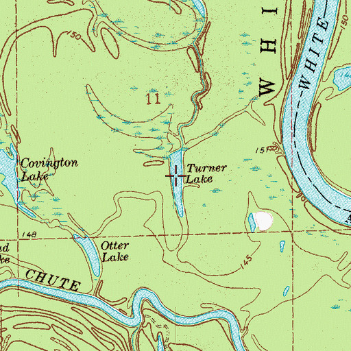 Topographic Map of Turner Lake, AR