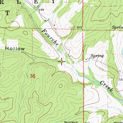 Topographic Map of Rebel Hollow, MO