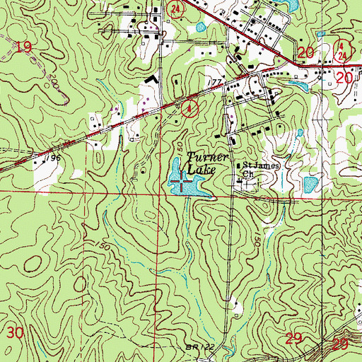 Topographic Map of Turner Lake, AR