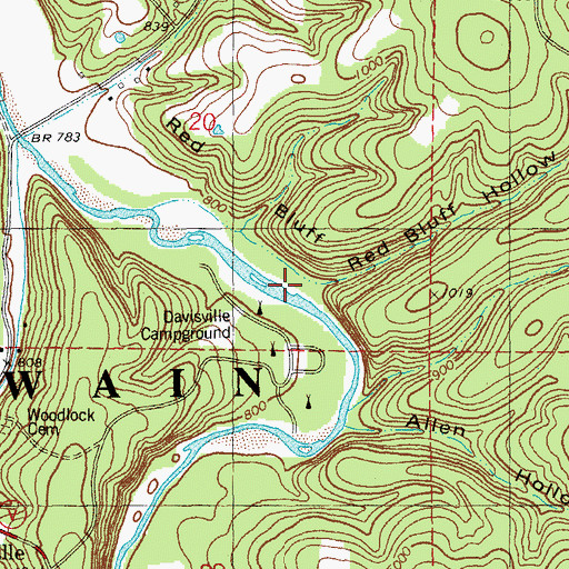 Topographic Map of Red Bluff Hollow, MO