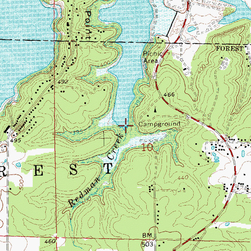 Topographic Map of Redman Creek, MO