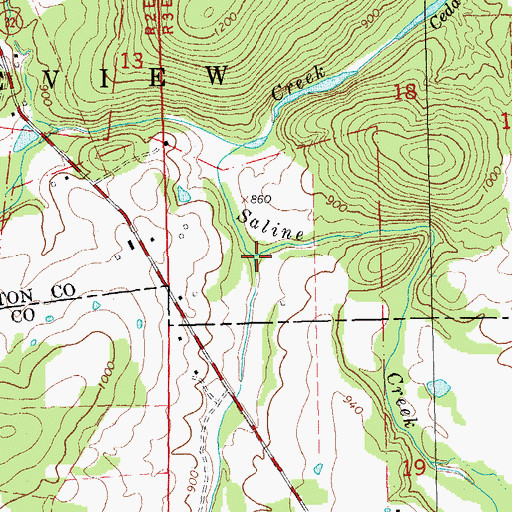 Topographic Map of Reid Creek, MO