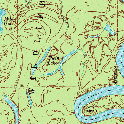 Topographic Map of Twin Lakes, AR