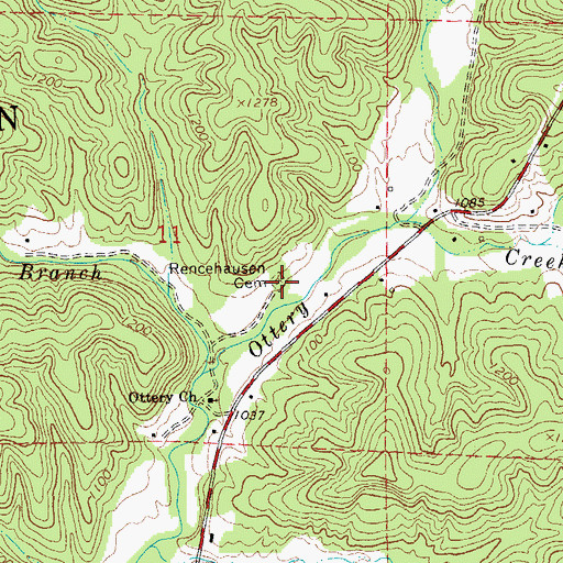 Topographic Map of Rencehausen Cemetery, MO