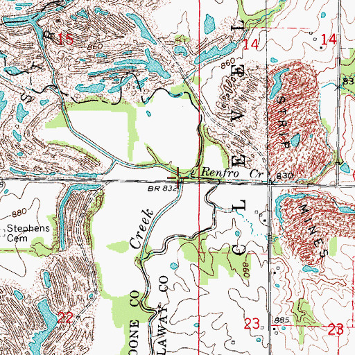 Topographic Map of Renfro Creek, MO