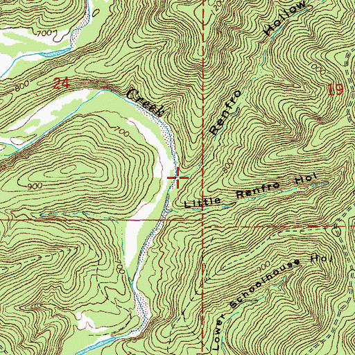 Topographic Map of Renfro Hollow, MO