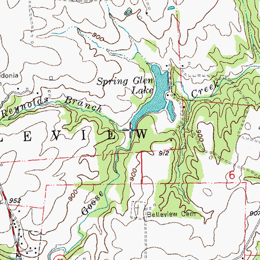 Topographic Map of Reynolds Branch, MO