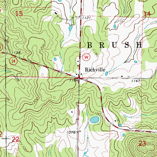 Topographic Map of Richville, MO