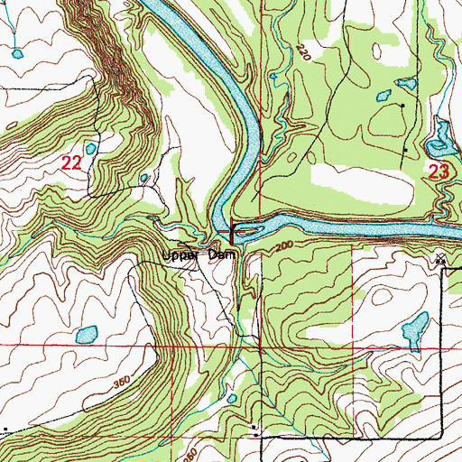Topographic Map of Upper Dam, AR