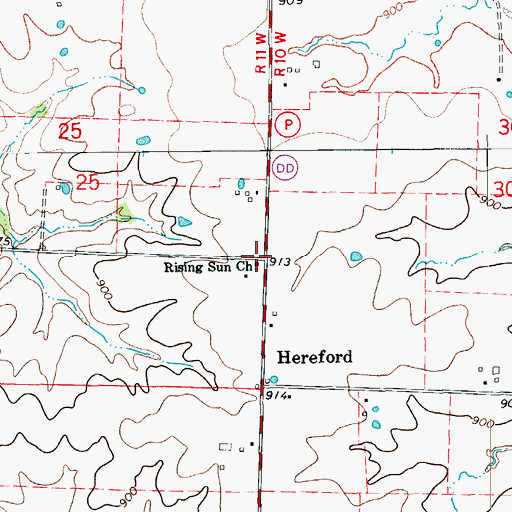 Topographic Map of Rising Sun Church, MO