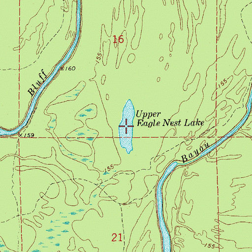 Topographic Map of Upper Eagle Nest Lake, AR