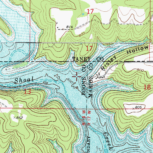 Topographic Map of Risley Hollow, AR