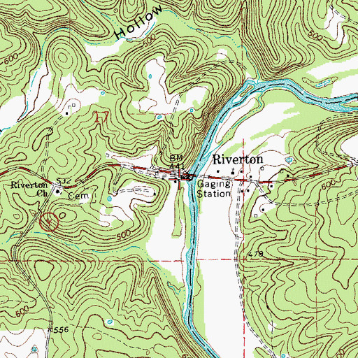 Topographic Map of Riverton, MO