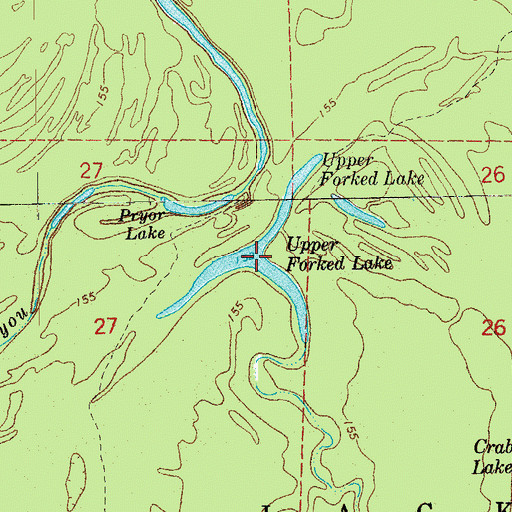 Topographic Map of Upper Forked Lake, AR