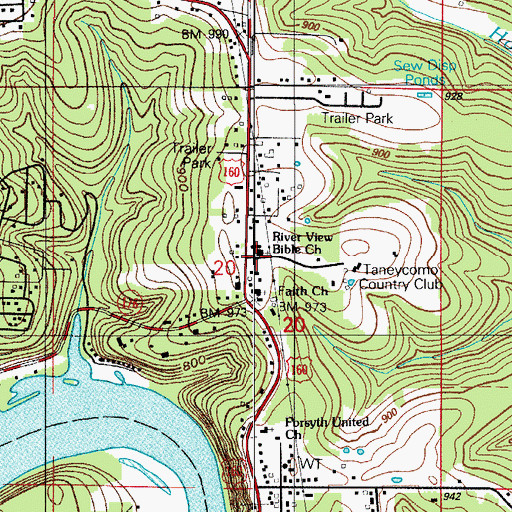 Topographic Map of River View Bible Baptists Church, MO