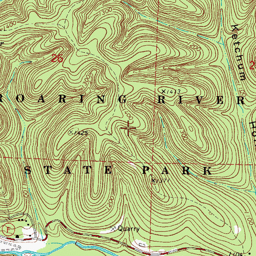 Topographic Map of Roaring River State Park, MO