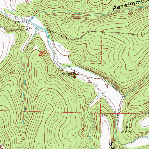 Topographic Map of Roberts Cemetery, MO