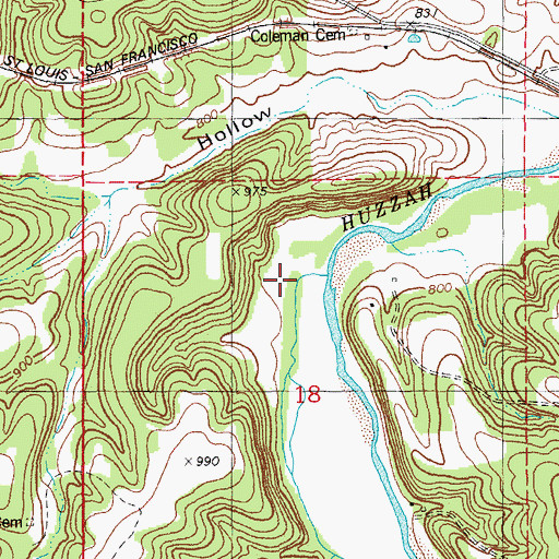 Topographic Map of Rock Branch, MO