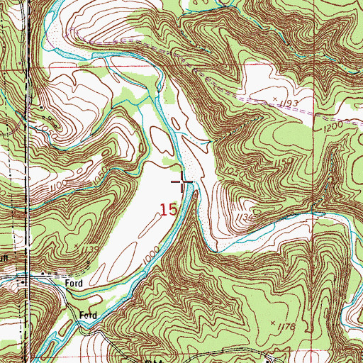 Topographic Map of Rock Creek, MO