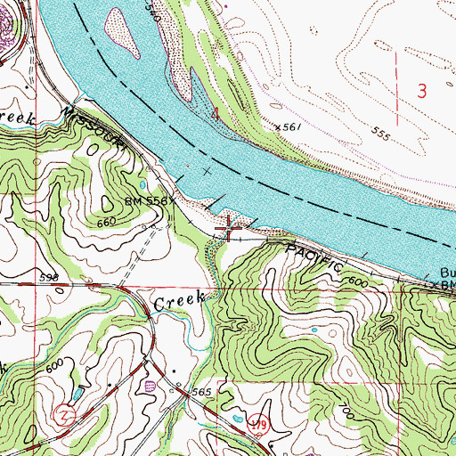 Topographic Map of Rock Creek, MO
