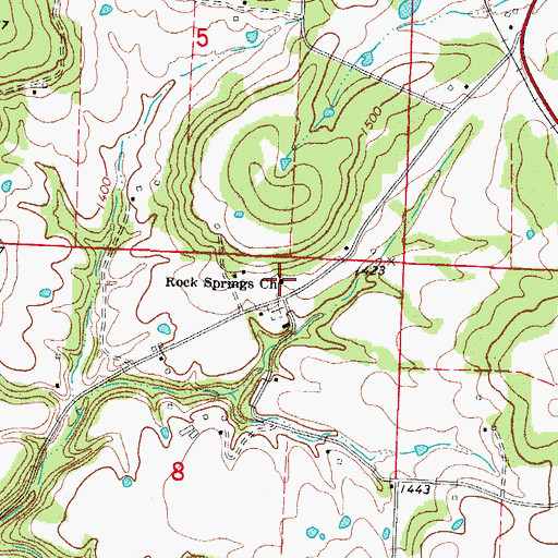 Topographic Map of Rock Springs Church, MO