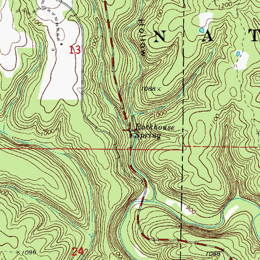 Topographic Map of Rockhouse Spring, MO