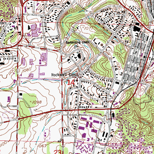 Topographic Map of Rockwell Cemetery, MO
