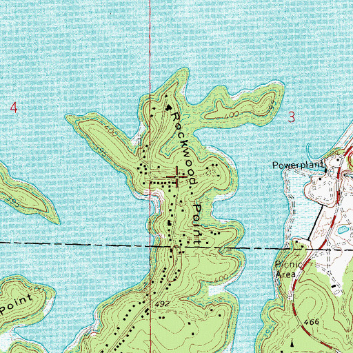Topographic Map of Rockwood Point, MO