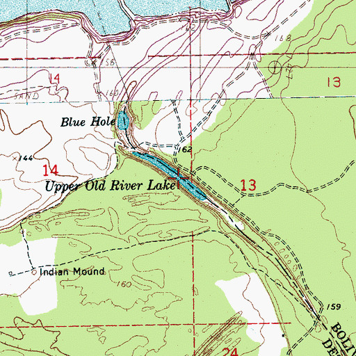 Topographic Map of Upper Old River Lake, AR