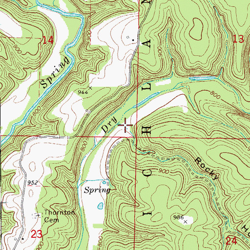 Topographic Map of Rocky Hollow, MO
