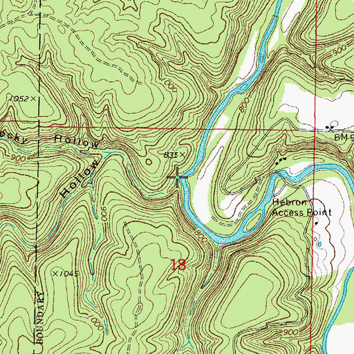 Topographic Map of Rocky Hollow, MO