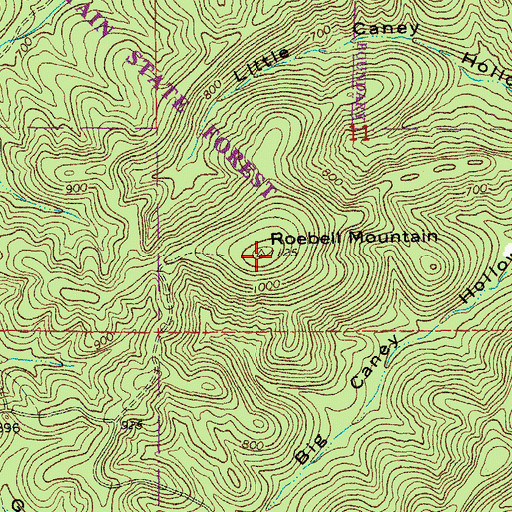 Topographic Map of Roebell Mountain, MO