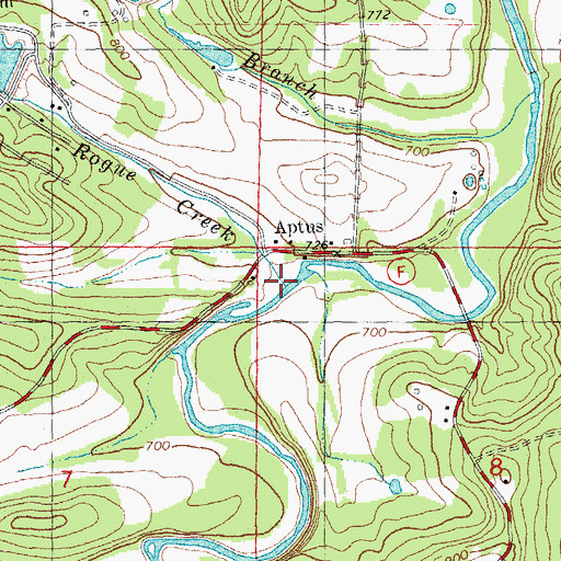 Topographic Map of Rogue Creek, MO