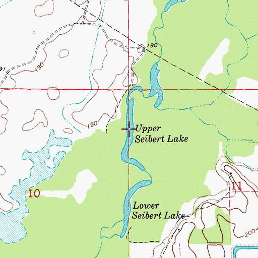 Topographic Map of Upper Seibert Lake, AR