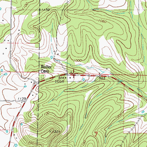 Topographic Map of Roller Hollow School, MO