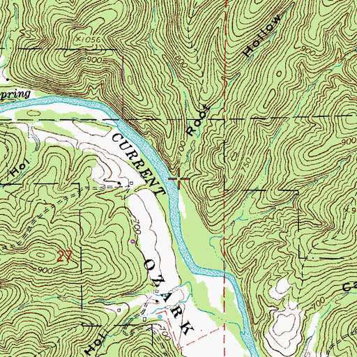Topographic Map of Root Hollow, MO