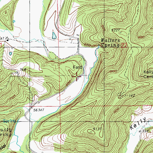 Topographic Map of Rose School, MO