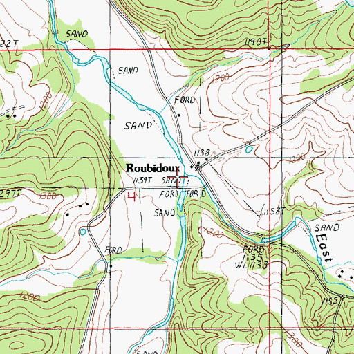 Topographic Map of Roubidoux, MO