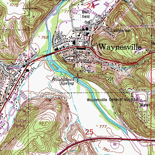 Topographic Map of Roubidoux Spring, MO