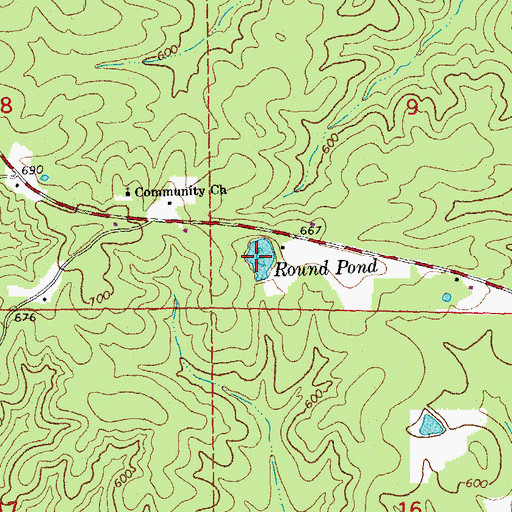 Topographic Map of Round Pond, MO