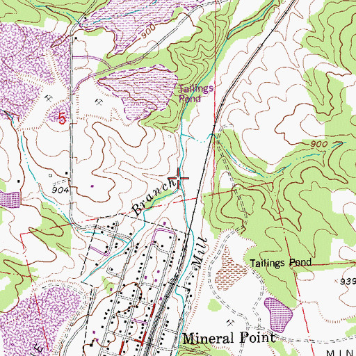 Topographic Map of Rubeneau Branch, MO