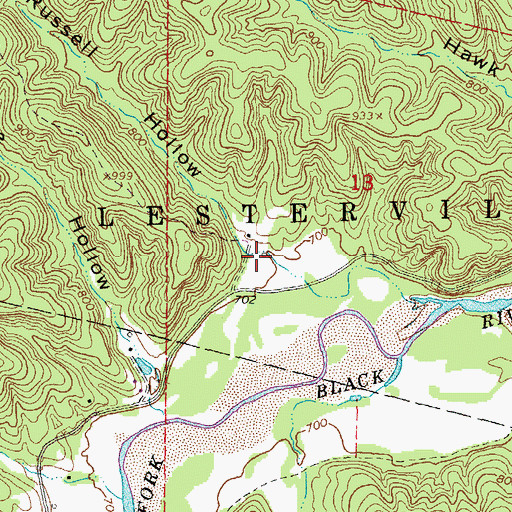 Topographic Map of Russell Hollow, MO